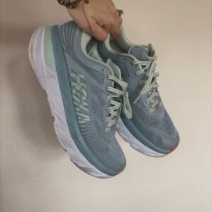 Hoka Women's Pale Blue Athletic Running Bondi 7 Shoes